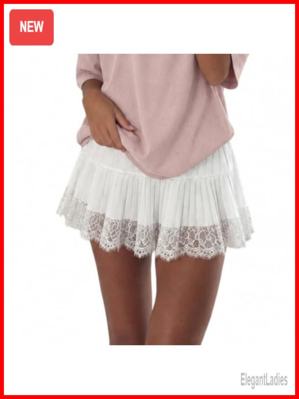Womens Y2K Ruffle Pleated Lace Slip Mini Skirt Stretch Waist A-Line